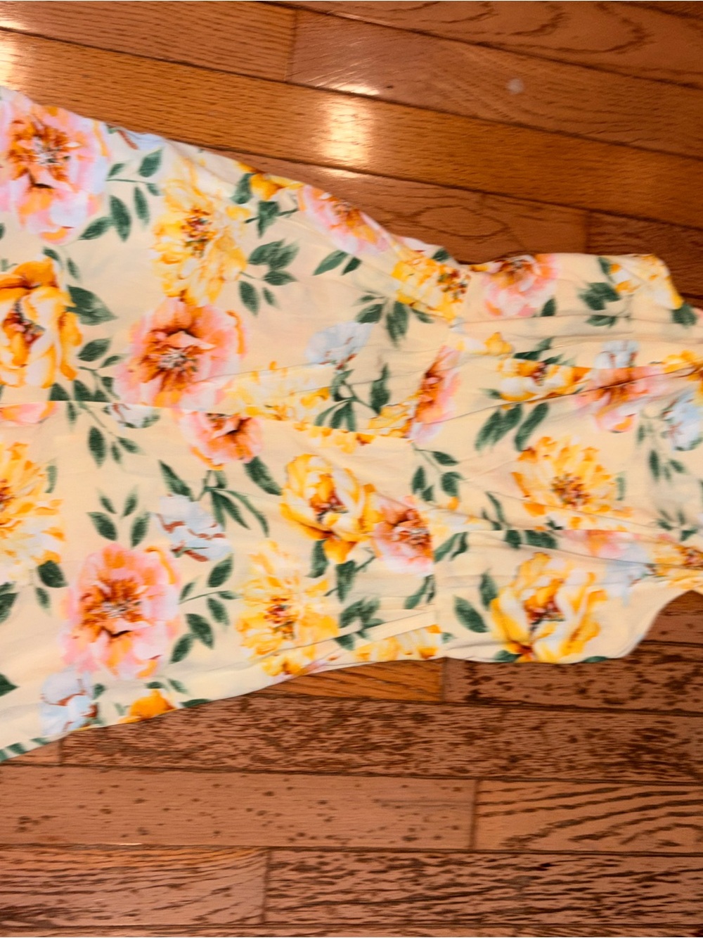 Old Navy Yellow Floral Romperwith Pink & Green Accents